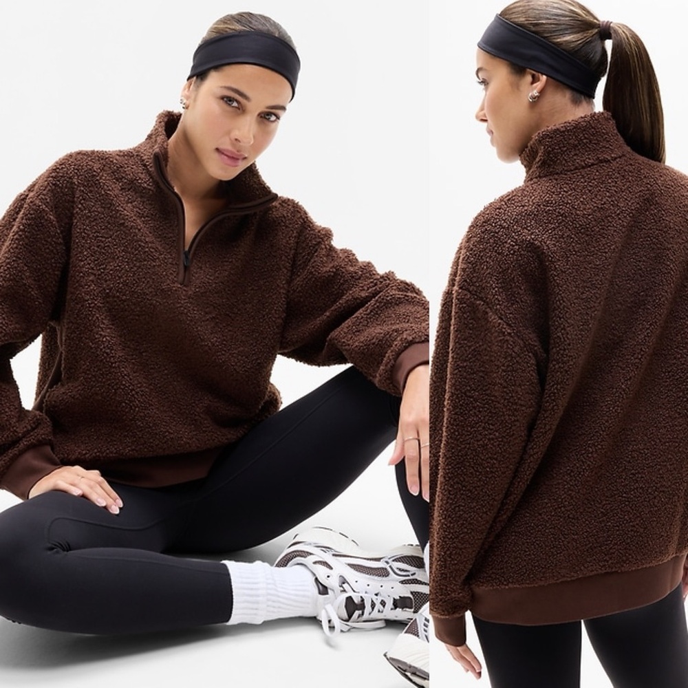 Athleta Forever Fleece Cloud Quarter Zip Sweatshirt Bouclé Fleece Plush Feel M